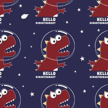 Seamless pattern with Space dinosaur. Cute dinosaur pattern for fabric, bab.. Stock Illustration