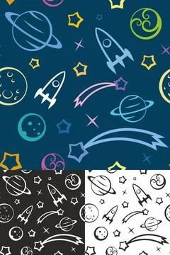 Seamless pattern Space Easy editable seamless pattern with planets and sta... Stock Photos