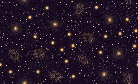 Seamless pattern with space graphic elements on dark background. Decorative.. Illustrazione stock
