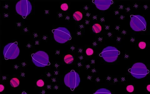 Seamless pattern with space graphic elements on dark background. Decorative.. Stock Illustration