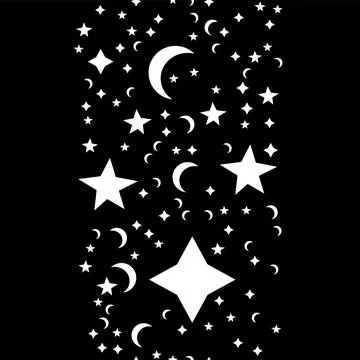 Seamless pattern with space graphic elements on dark background. Decorative.. Stock Illustration