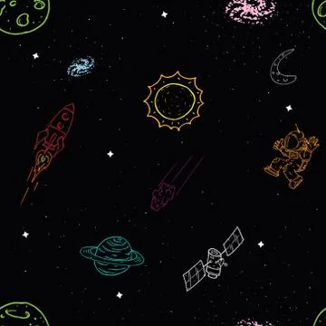 Seamless pattern space Stock Illustration