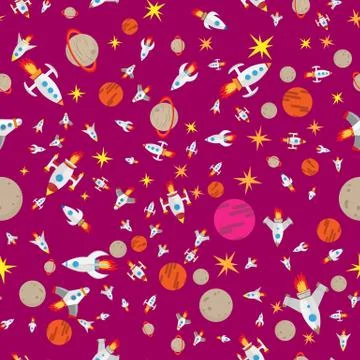 Seamless pattern of space purple background Stock Illustration