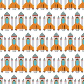 Seamless pattern with space rocket Stock Illustration
