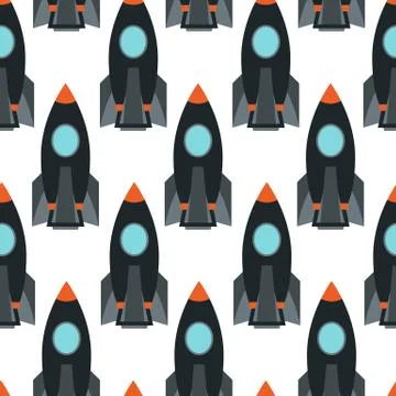 Seamless pattern with space rocket Stock Illustration