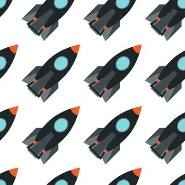 Seamless pattern with space rocket Illustrazione stock
