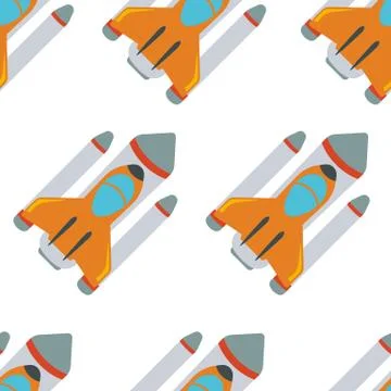 Seamless pattern with space rocket Stock Illustration