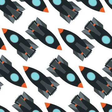 Seamless pattern with space rocket Stock Illustration
