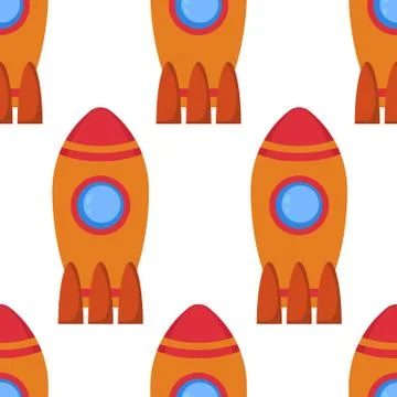 Seamless pattern with space rocket Stock Illustration