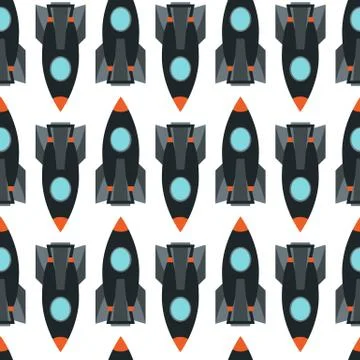 Seamless pattern with space rocket Stock Illustration
