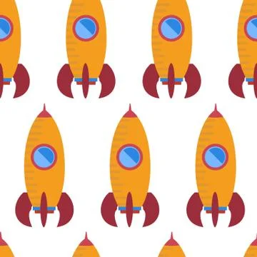 Seamless pattern with space rocket Stock Illustration