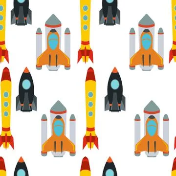 Seamless pattern with space rocket Stock Illustration