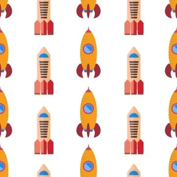 Seamless pattern with space rocket Stock Illustration