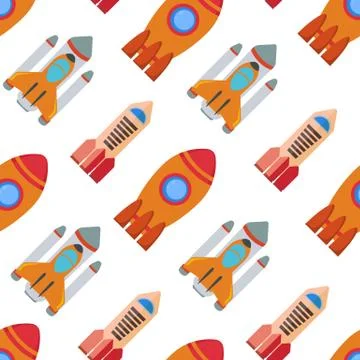Seamless pattern with space rocket Stock Illustration