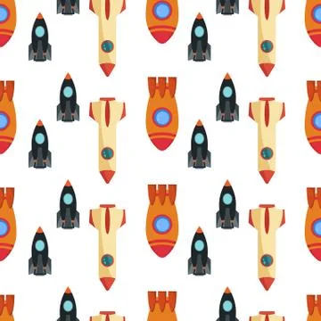 Seamless pattern with space rocket Stock Illustration