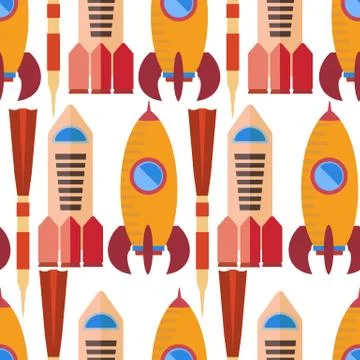 Seamless pattern with space rocket Stock Illustration