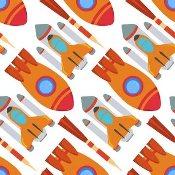 Seamless pattern with space rocket Stock Illustration