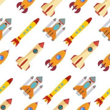 Seamless pattern with space rocket Stock Illustration