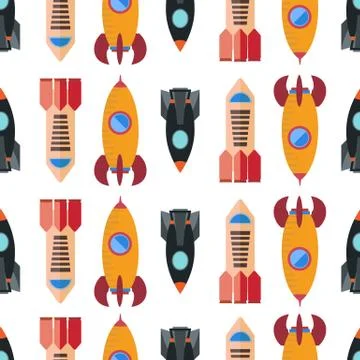Seamless pattern with space rocket Stock Illustration