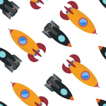 Seamless pattern with space rocket Stock Illustration