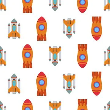 Seamless pattern with space rocket Stock Illustration