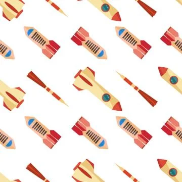 Seamless pattern with space rocket. Stock Illustration
