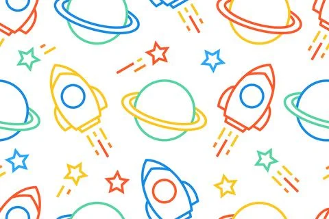 Seamless pattern with space rockets Stock Illustration
