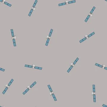 Seamless pattern space satellite cartoon vector 库存插图