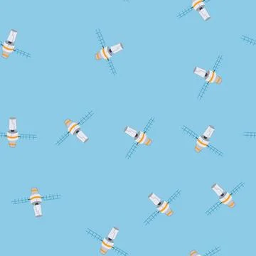 Seamless pattern space satellite cartoon vector Illustrazione stock