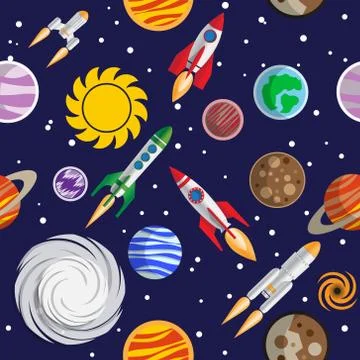 Seamless pattern on the space theme. Stock Illustration
