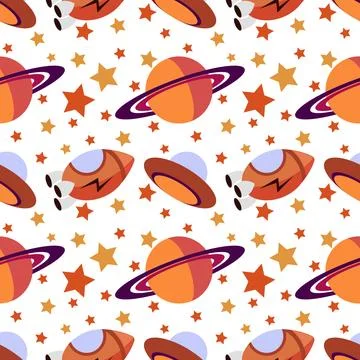 Seamless pattern with space theme Stock Illustration