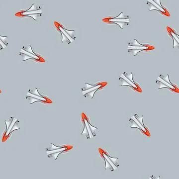 Seamless pattern spaceship rocket toy cartoon vector Stock Illustration