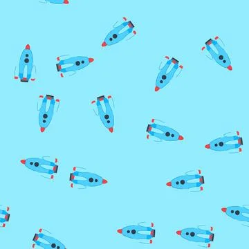 Seamless pattern spaceship rocket toy cartoon vector Stock Illustration