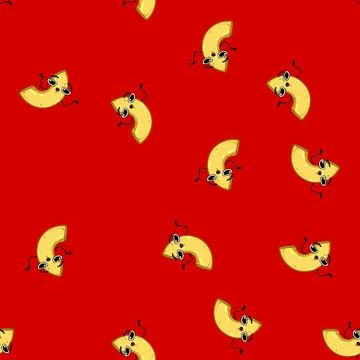 Seamless pattern spaghetti pasta character cartoon vector Stock Illustration