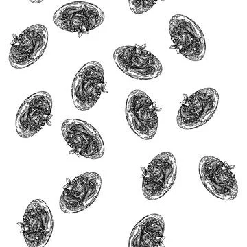 Seamless pattern spaghetti pasta sketch hand drawn Stock Illustration