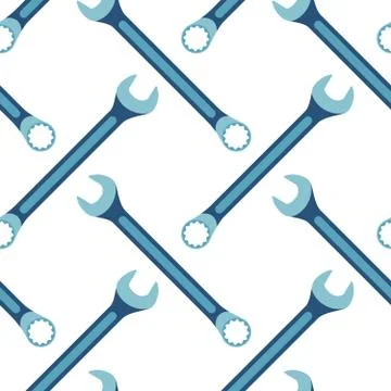 Seamless pattern of spanners on a white background. Vector. Stock Illustration