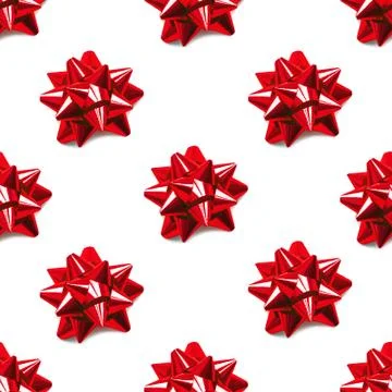 Seamless pattern with sparkling red bow. Holiday background with bright decor Stock Photos