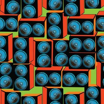 Seamless pattern with  speakers Stock Illustration