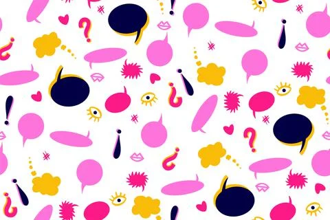 Seamless pattern with speech bubbles and symbols Illustrazione stock