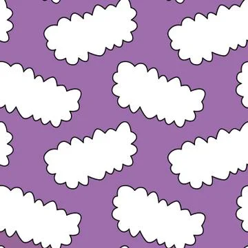 Seamless pattern with speech bubbles in shape of clouds. Pop art, comic carto Stock Illustration