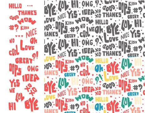 Seamless pattern with speech bubbles with the word hello in different langu.. 스톡 일러스트