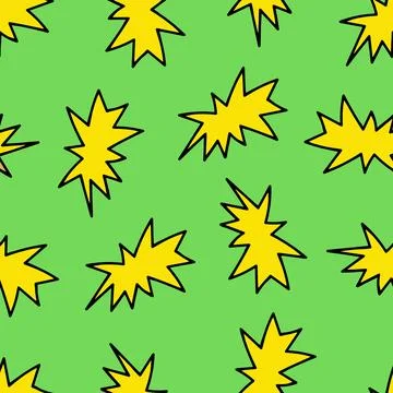 Seamless Pattern with Speech Bubbles. Yellow Cloud on Green Background. Stock Illustration