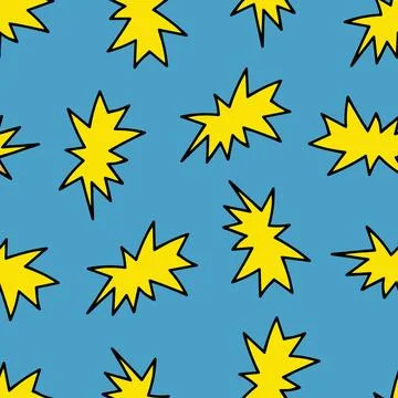 Seamless Pattern with Speech Bubbles. Yellow Cloud on Blue Background. Stock Illustration