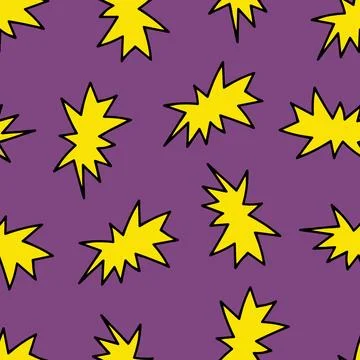 Seamless Pattern with Speech Bubbles. Yellow Cloud on Violet Background. Stock Illustration