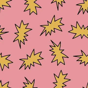 Seamless Pattern with Speech Bubbles. Yellow Cloud on Pink Background. Stock Illustration