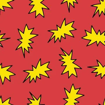 Seamless Pattern with Speech Bubbles. Yellow Cloud on Red Background. イラスト素材