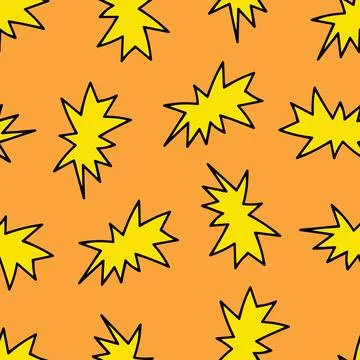 Seamless Pattern with Speech Bubbles. Yellow Cloud on Orange Background. Stock Illustration