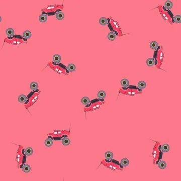 Seamless pattern speed rc car toy cartoon vector Illustrazione stock