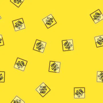 Seamless pattern speed road sign cartoon vector Stock Illustration
