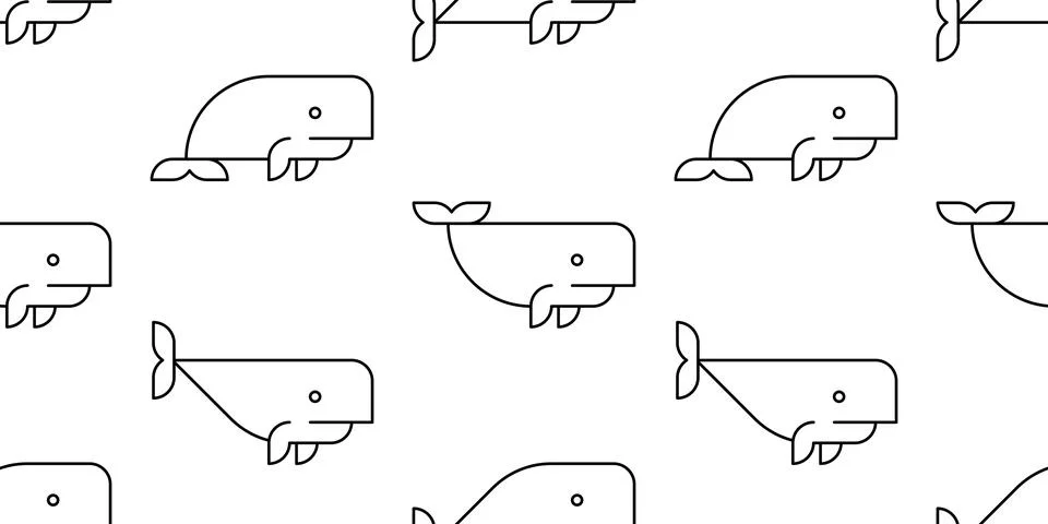 Seamless pattern with Sperm Whale Stock Illustration